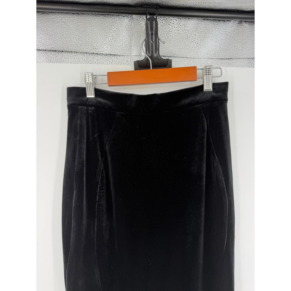 House of CB Black Velvet Midi Pencil Skirt S Bodycon High Waist Holiday Party - Picture 5 of 16